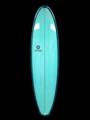 Teal and Grey Plow Egg Surfboard