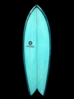 Teal Abstract Twin Fin Retro Fish