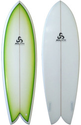 Green Fade Retro Fish Surfboard