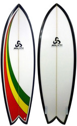 Rasta Swoosh Retro Fish Surfboard