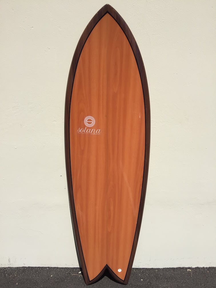 Double Wood Dark Twin Fin Retro Fish Surfboard