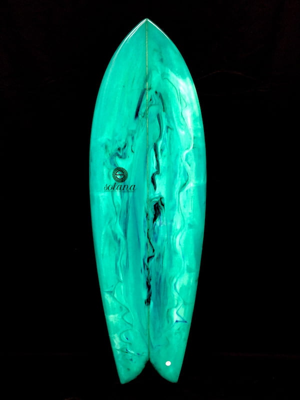 Green Quad Fin Retro Fish Surfboard