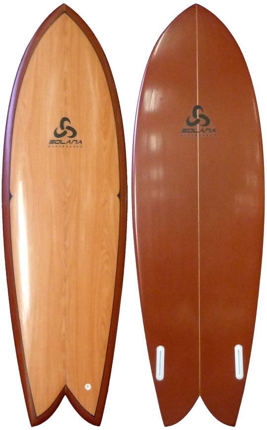 Classic Wood Retro Fish Surfboard